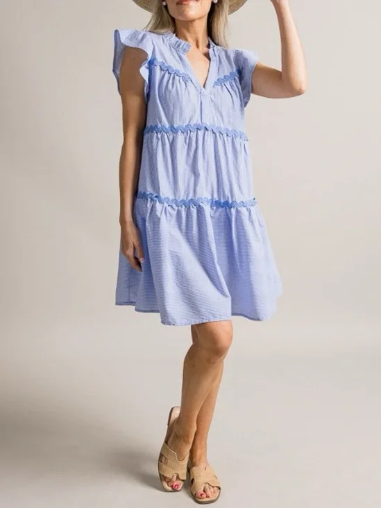 Umgee Blue and White Striped Mini Dress - Picture 3 of 11